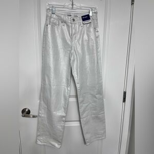 Old Navy Women's Metallic Silver Straight Leg Jeans